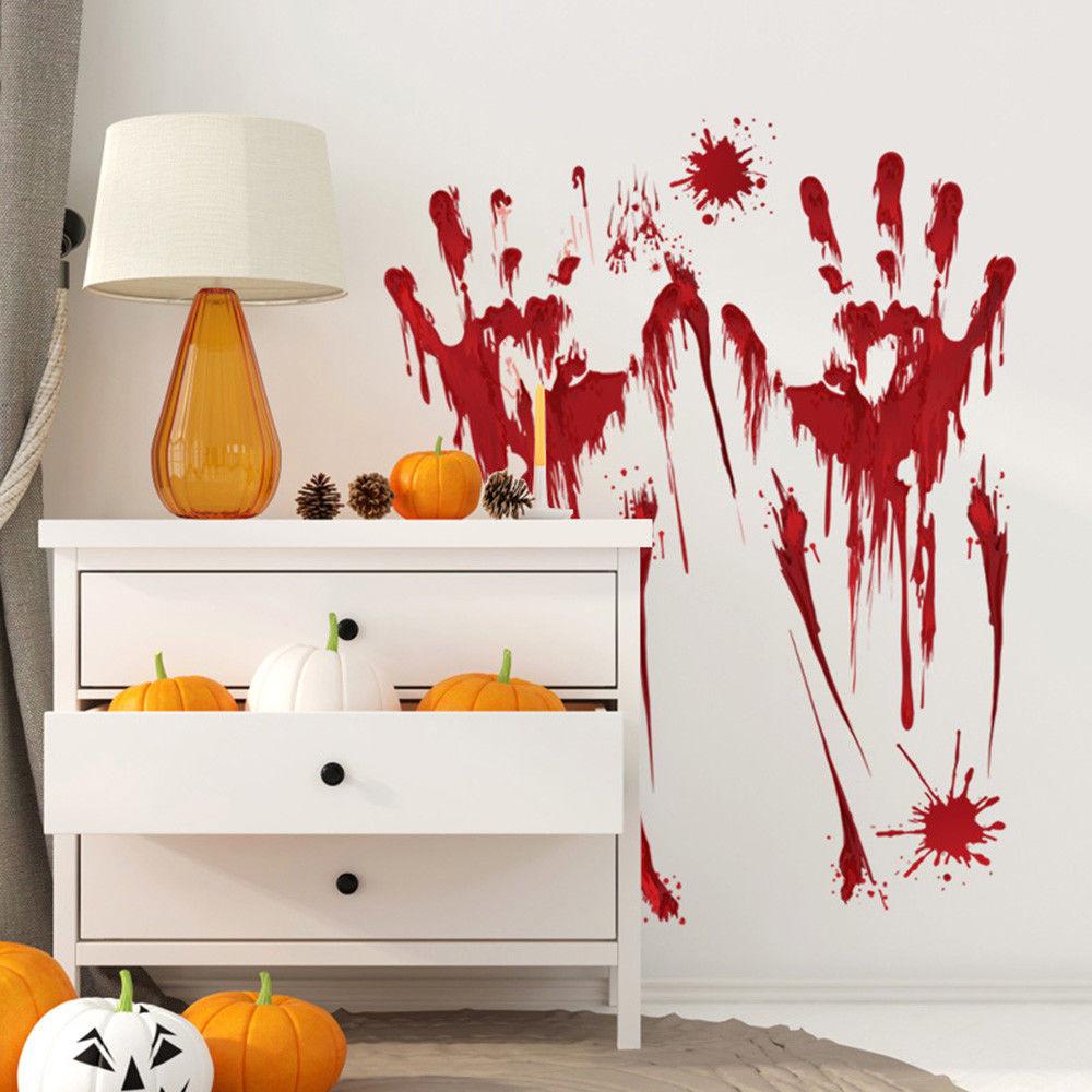Halloween Decoration Vinyl Decal Blooding Handprint Bloody Sticker Realistic Red Blood Effect