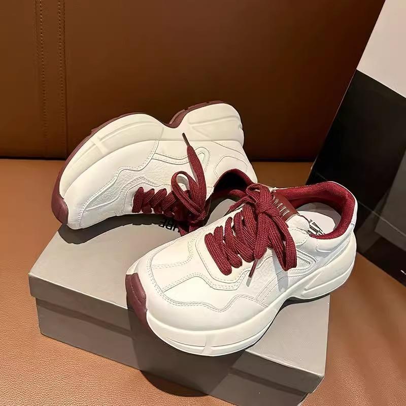 Папины кроссовки женские осенне-зимние новые толстая подошва увеличивают рост и показывают рост, маленькие белые кроссовки спортивная и повседневная обувь женская