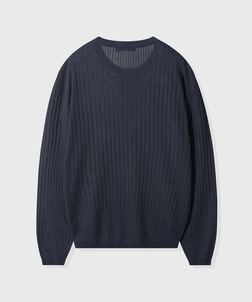 KIIMUIR Washable Cool Touch Henley Neck Crop Knit_Navy