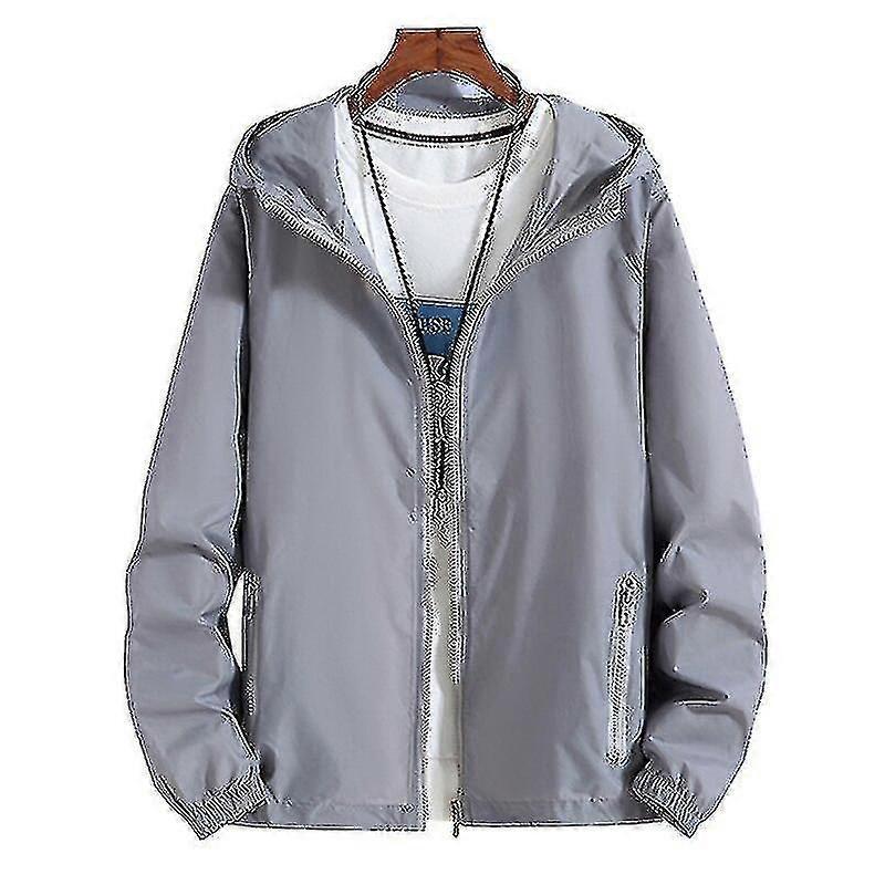 7xl 6xl Plus Size Mens Quick Dry Skin Jackets Coat Sunscreen Waterproof Mens Thin Army Outwear Ultra-light Windbreake Jacket-XXL-COLOR Dark Grey