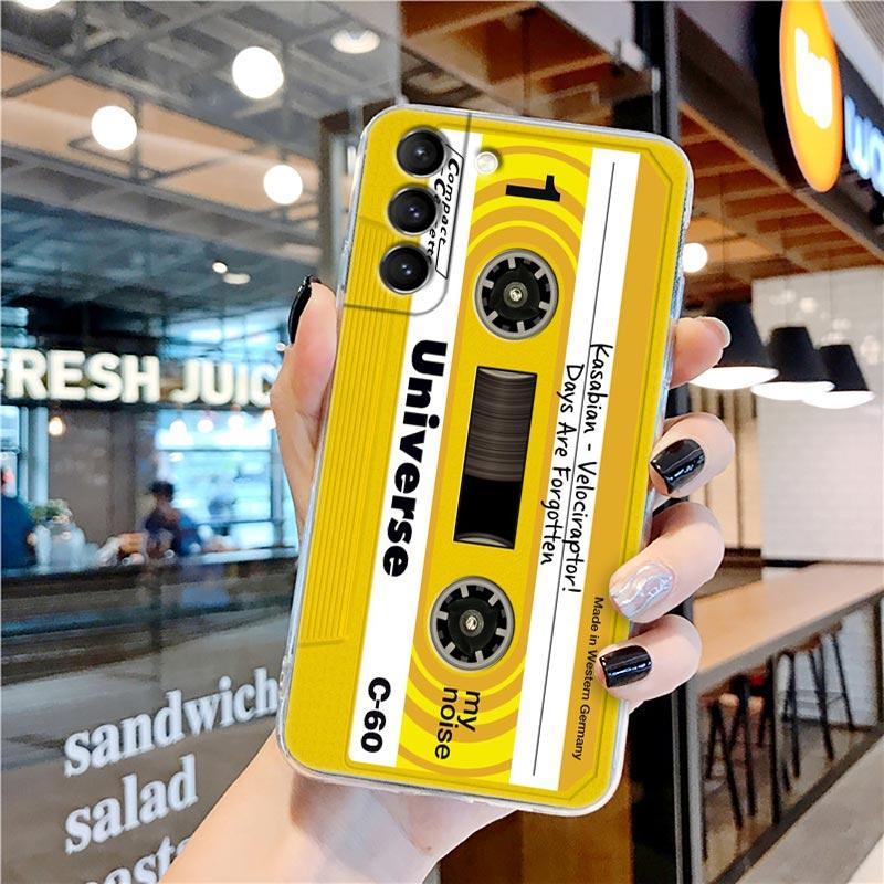 Retro Music Cassette Tape Vintage Style Transparent Case for Samsung Galaxy S22 S21 S20 FE S 22 Ultra S10 S9 Plus 5G Cover Coque