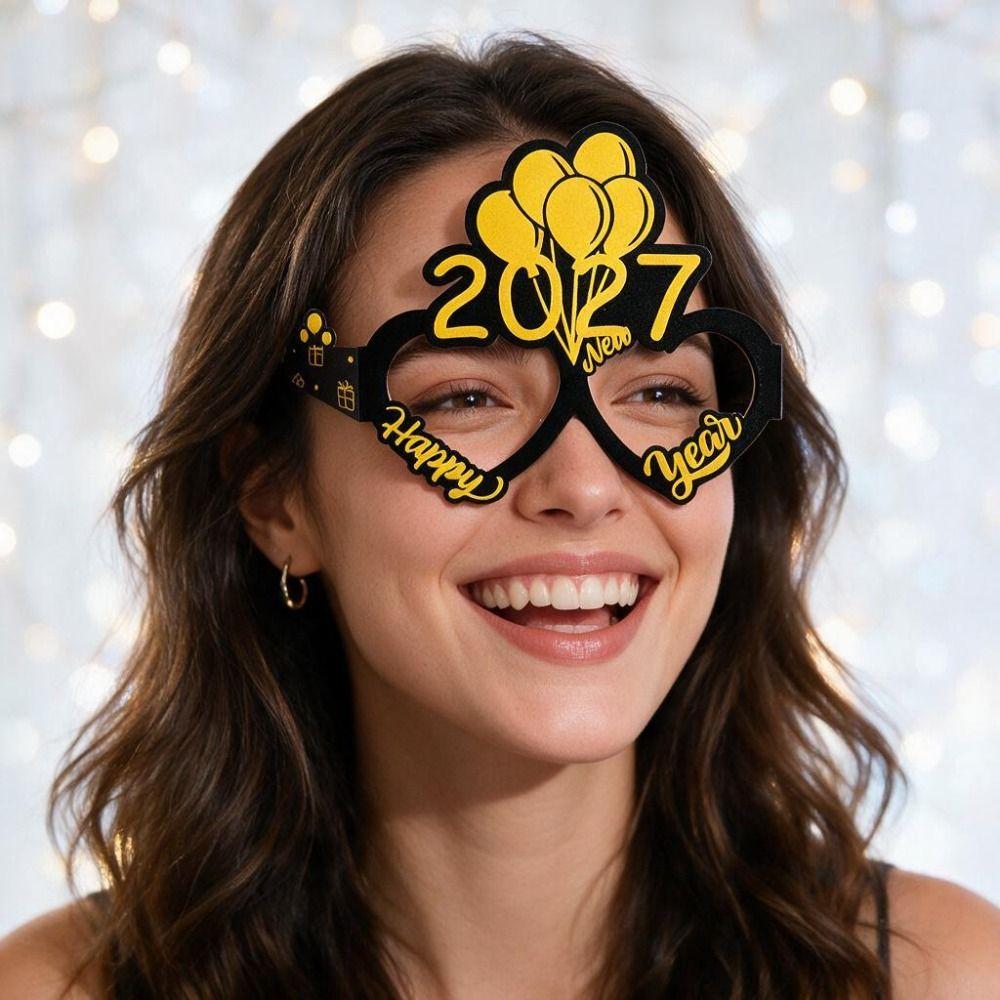 8PCS Irregularly Shaped Party Eyewear Colorful Printed Eyeglasses Frame Photo Props Events
