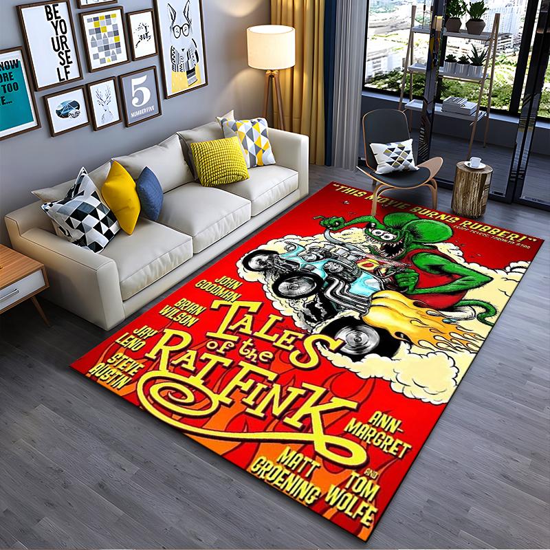 "Tales of the Rat Fink Cartoon Art" Non-slip rug suitable for living room and bedroom sofas.