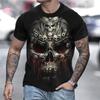 Summer Round Neck 3D Skull Print Top Fashionable Casual Short Sleeved Men's T-shirts