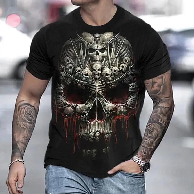 Summer Skull 3D Print T-Shirts Streetwear Horror Men Women Fashion Oversized Short Sleeve T Shirt O-Neck Kids Tees Tops Clothing