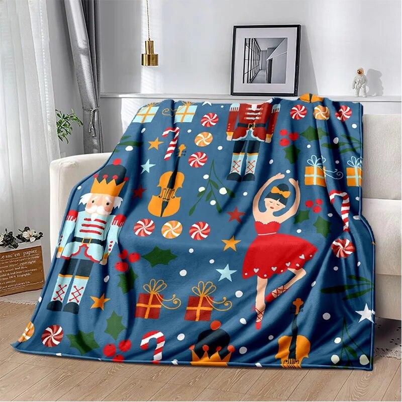 Мягкое плюшевое одеяло с 3D Щелкунчиком, рождественской елкой, фланелевое одеяло, одеяло для гостиной, спальни, кровати, дивана, чехол для пикника, детское одеяло