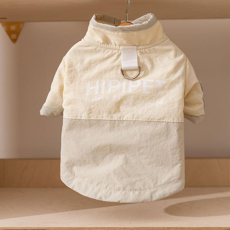 Уличная куртка для собак с цветными блоками, теплая стеганая куртка для собак малых пород, зимняя ветрозащитная одежда для питомцев, уютная флисовая подкладка, одежда для щенков