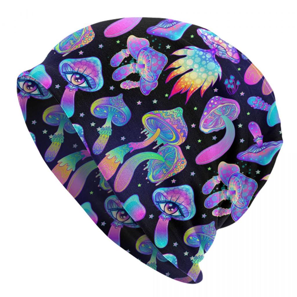 Psychedelic Magic Mushrooms Bonnet Hat Knit Hat Unisex Women Cool Unisex Winter Warm Skullies Beanies Caps