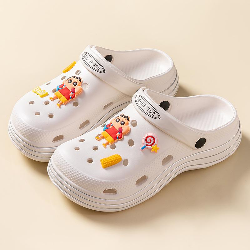 Повседневная обувь с отверстиями, женская летняя милая мультяшная верхняя одежда своими руками, модная сумка, головной убор, две вещи, на толстой подошве, классные тапочки