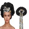 New Satin Sleep Cap: Wide Brim Bow Headscarf, Faux Silk Hair Protection, Elegant Single Layer.
