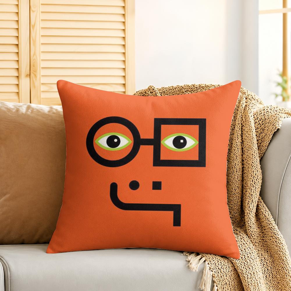 Aesthetic Art JJean Jullien Cushion Cover Silky Short Plush Invisible Zipper Dustproof Sofa Pillow Case For Home Decor