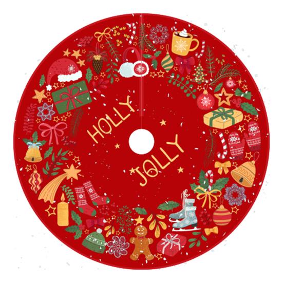 Юбка «Рождественская елка» Яркий цвет, Износостойкий, простая установка, Круглый большой коврик с принтом «Снежинка и лосось» в виде рождественской елки