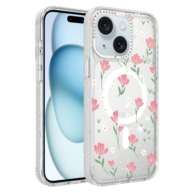 Flower Pattern IMD Glitter Magnetic Phone Case