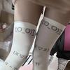 Белые длинные носки с принтом букв граффити Харадзюку выше колена чулки до бедра Y2K косплей милые носки каваи