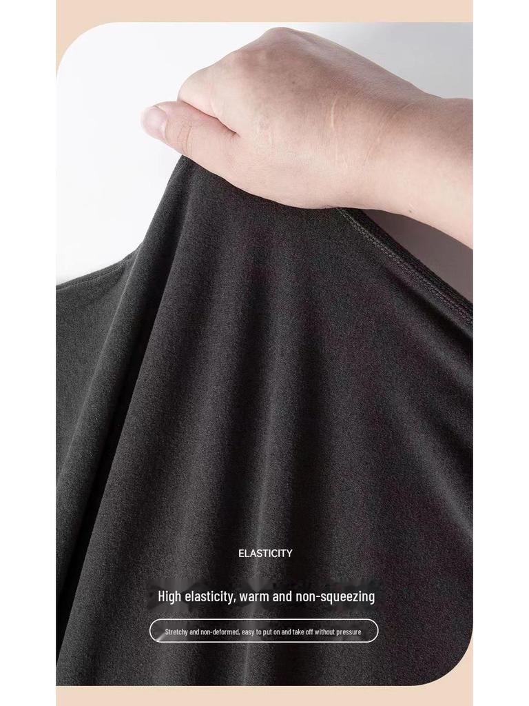 Мужское термобелье: Самосогревающийся костюм из утолщенного немецкого бархата с круглым вырезом для осени и зимы, идеально подходит для людей среднего и пожилого возраста.