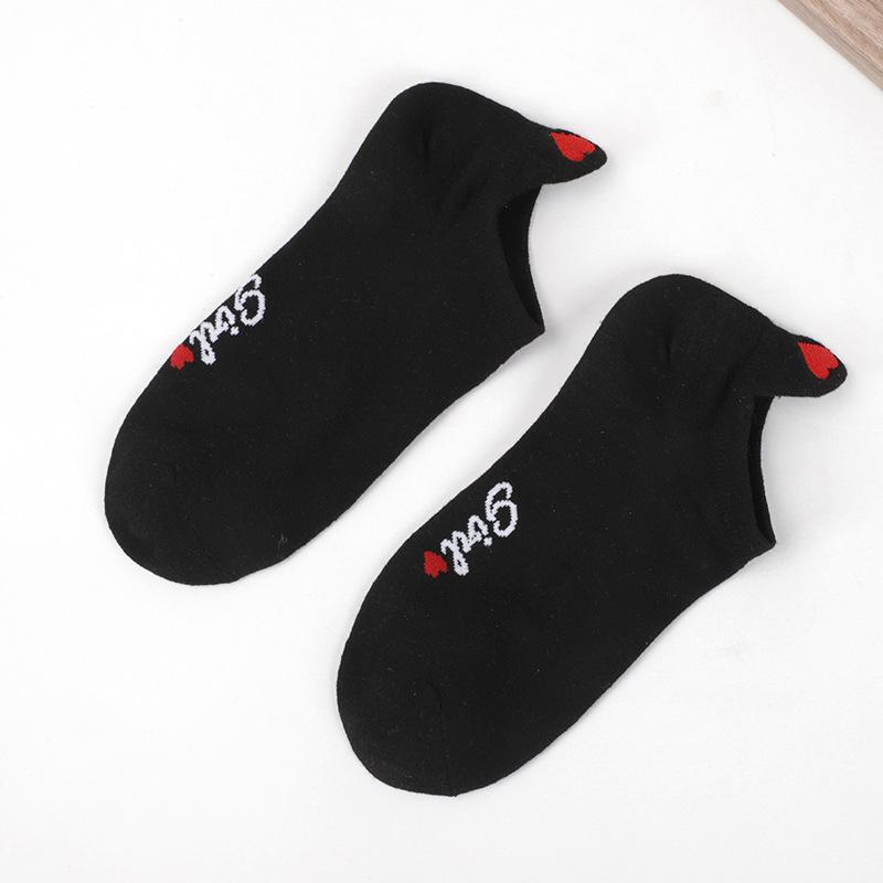 Cute Embroidery Love Heart Socks Fashion Funny Sokken Heel With Glitter Gold Silk Red Heart Ankle Socks Dropship