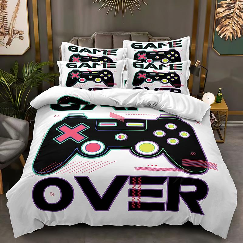 Легкий 3D игровой комплект постельного белья с игровой ручкой, пододеяльник DE135 * 200, полноразмерный чехол для кровати, одинарный/двойной с молнией, мягкий пододеяльник