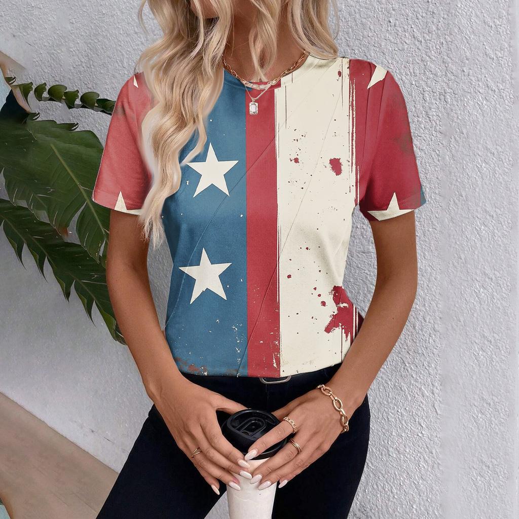 Женский топ с коротким рукавом и принтом «День независимости»
