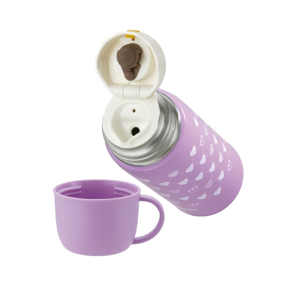 Thermos Вода с вакуумной изоляцией Фиолетовый Прямой Поставляется с бутылкой для похода в детский сад или школу, 2-сторонняя бутылка, 0,6 л/0,63 л, розовая, питьевая, чашка,