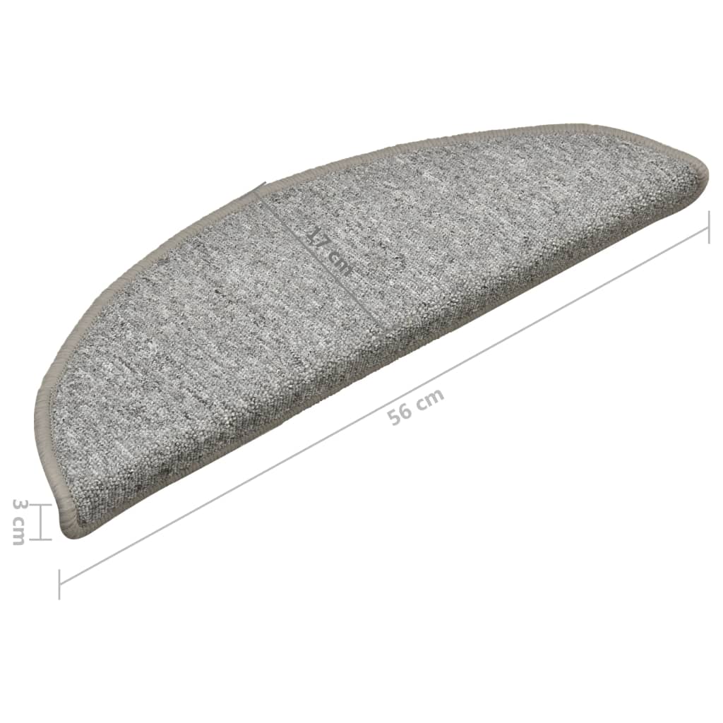 Step Mats 15 pcs. 56 x 17 x 3 cm Light Grey Semi Round