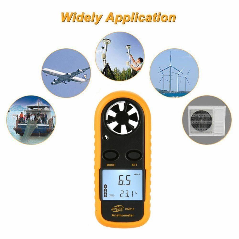 Mini Design Wind Speed Meter LCD Backlight Display Temperature Tester Outdoor Use