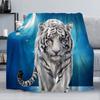 White Tiger Blanket Warm Plush Throw Fuzzy Bedspread Shawl for Bed Sofa Animal Print Flannel Blanket Fluffy Soft Cozy Blankets
