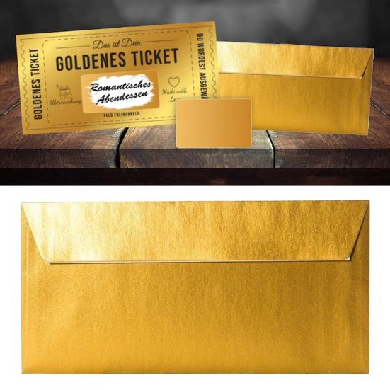 1/3/5Pcs Golden Ticket Scratch Card Surprise Gift Reveal Scratch Card with Envelope Birthday Wedding Card Gift for Kids Women Men