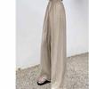 Pleated Ice Silk Wide Leg Pants for Women's Summer High Waisted Draped Cool Pants Straight Tube Loose Casual Pants