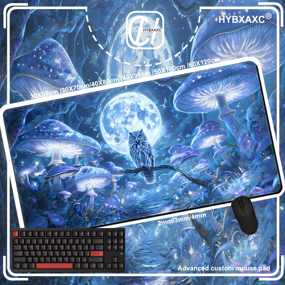 Mushroom Forest and Owl large Mouse Pad Desk Mat with Stitched Edge NonSlip HYBXAXC pc accessories XXL gaming mat Office carpet