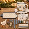 Festive Mug Wrap Materials Farmhouse Friends Cozy Sewing Kit, DIY Animal Cup Sleeve Craft, Handmade Christmas Decorations Project with Patterns,