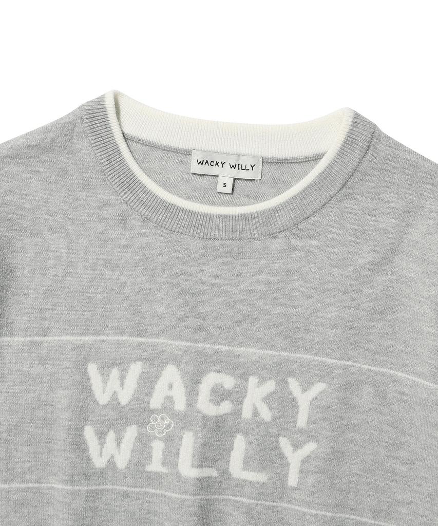 WACKY WILLY Women'S Typographic Color Block Short Sleeve Knit Grey