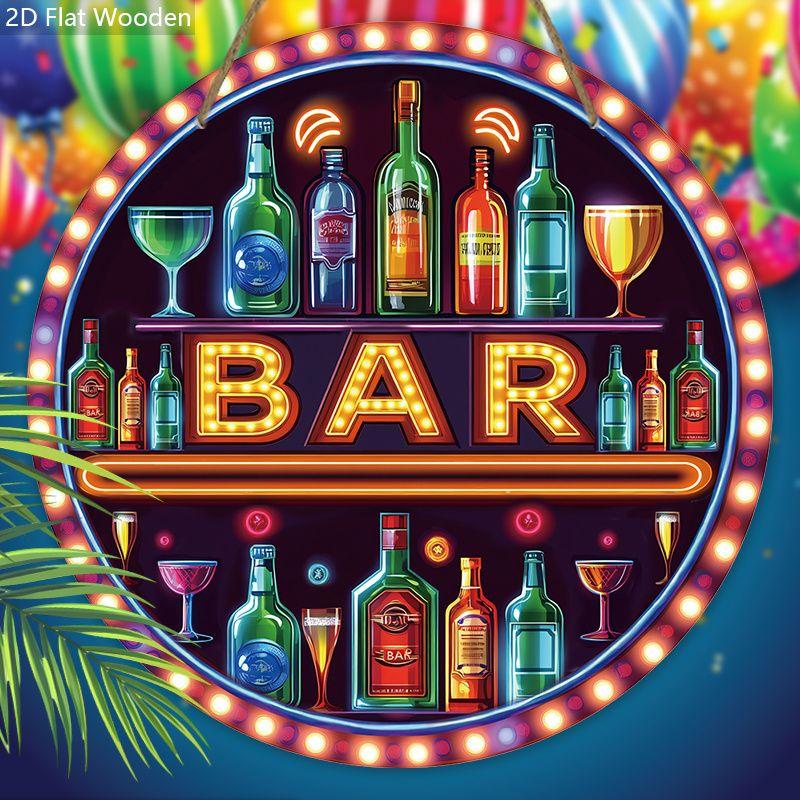 2D плоские подвесные декоративные таблички, украшение для интерьерной стены или двери, садовое украшение, рисунок - табличка "БАР", подарок на новоселье для друзей