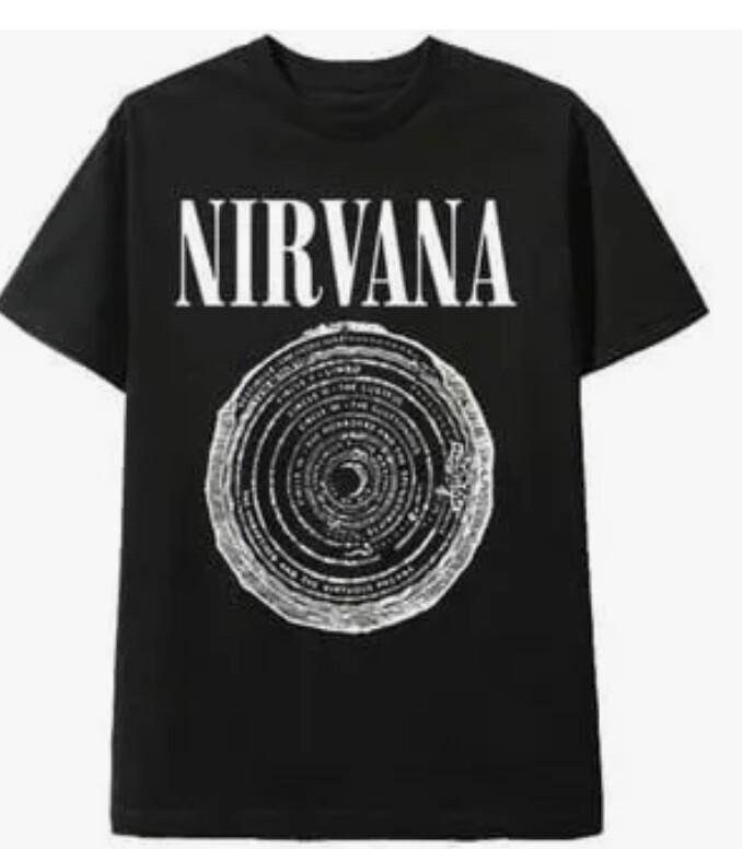 Унисекс Средний Черный Nirvana Круг Вестибюля Гранж Футболка
