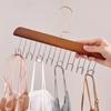8-hook Wooden Clothes Hanger Underwear Vest Tie Storage Hook Student Dormitory Solid Wood Wave Drying Clothes Hanger Multi Functional Clothes Hanger