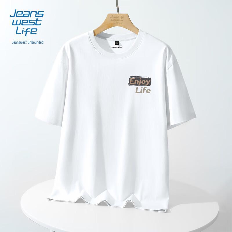 Jeanswest Life Мужская свободная повседневная футболка из чистого хлопка, тяжелая, с коротким рукавом