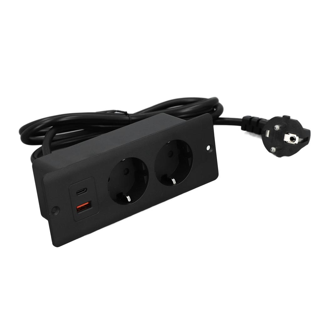 Встраиваемая розетка 2 розетки с портом USB C USB A мощностью PD20W, встроенный удлинитель для мебели, шнур 1,5 м