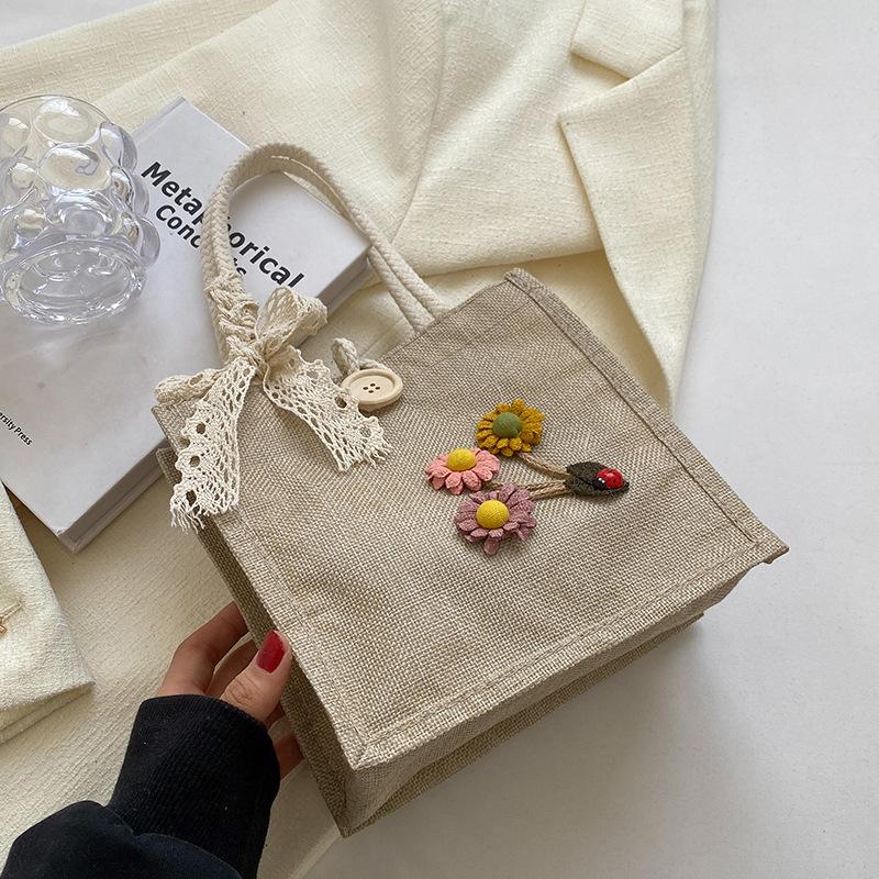 Сумка Line Bag Маленькая свежая льняная сумка корейская версия сумки сумка высокого класса Feel Ins сувенир подарочная сумка