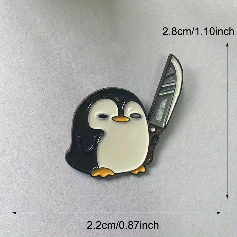 Забавная брошь-значок с пингвином, держащим большой нож, для рюкзаков, шляп, уникальный подарок, аксессуар