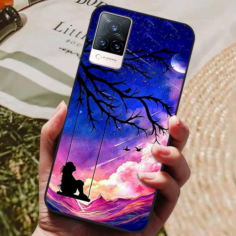 Для чехла Coque vivo V21e Силиконовая задняя крышка Чехол для телефона Для vivo V21e Чехлы Мягкий бампер Funda на vivo V2061 V21 e V 21e 6.44" Сумка