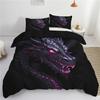 2/3Pcs 3D Dragon Printed Down Duvet Cover Set, Ancient Wild Animal Dragon Pattern Bedding Set, Suitable For Bedroom