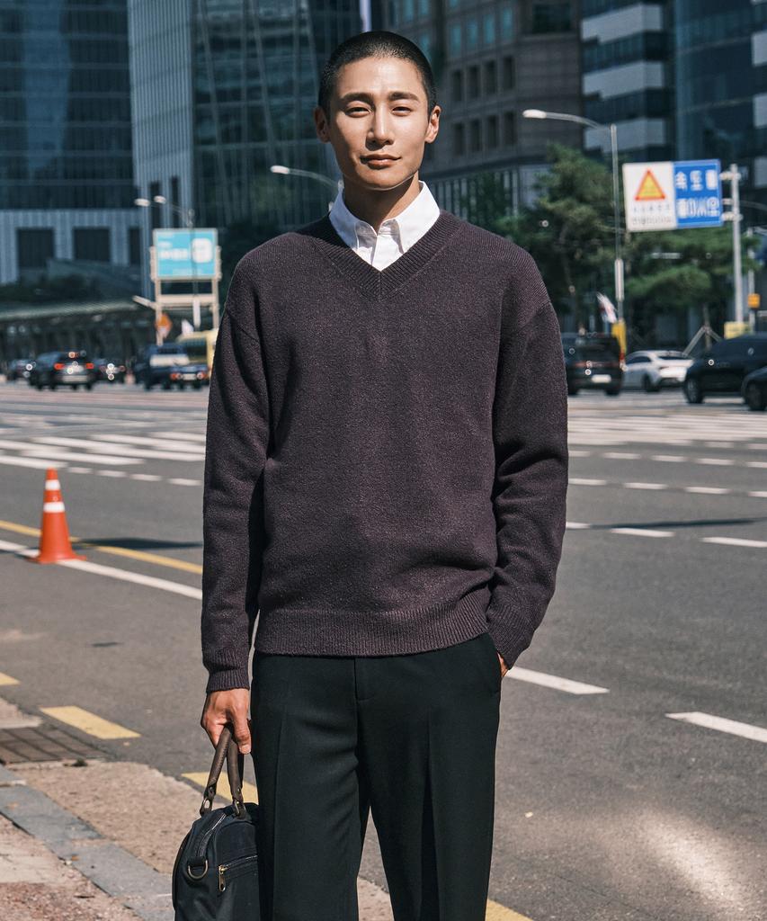 STCO V-Neck Solid Knit Violet_Sktxa53Nsv