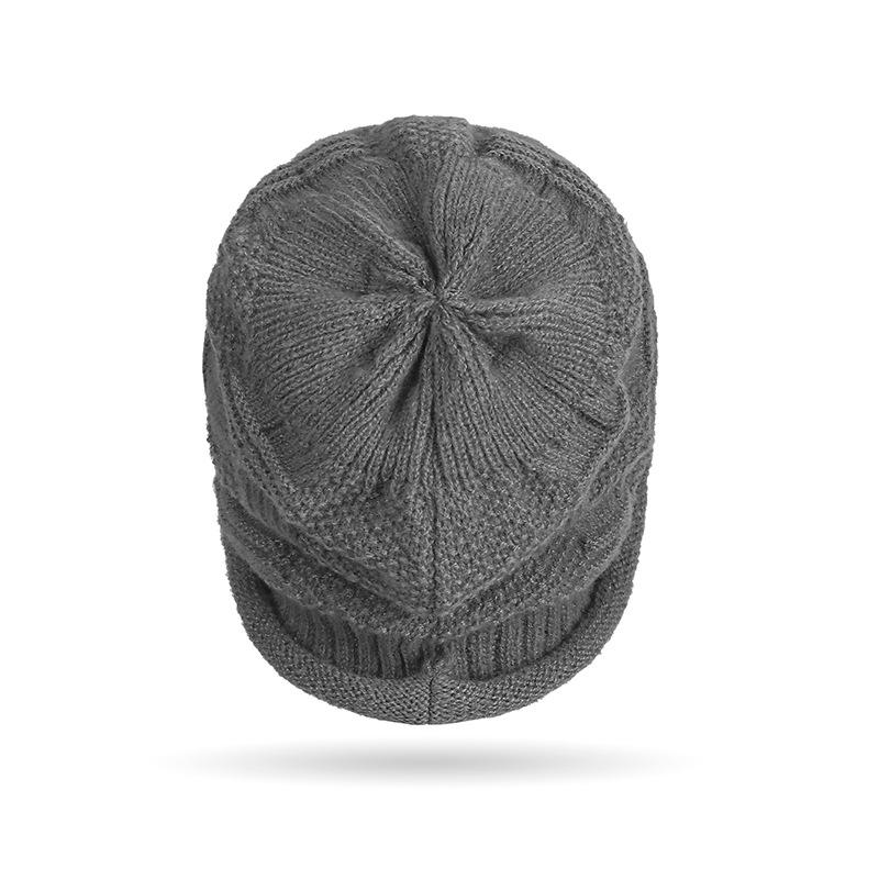 Осенне-зимняя теплая вязаная шапка для мужчин и женщин с узором из конопли, эластичная завитая шерстяная шапка