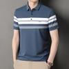 Футболка с короткими рукавами и лацканами, средняя, мужская, тонкая, полосатая, деловая, повседневная, свободная, поло, топ