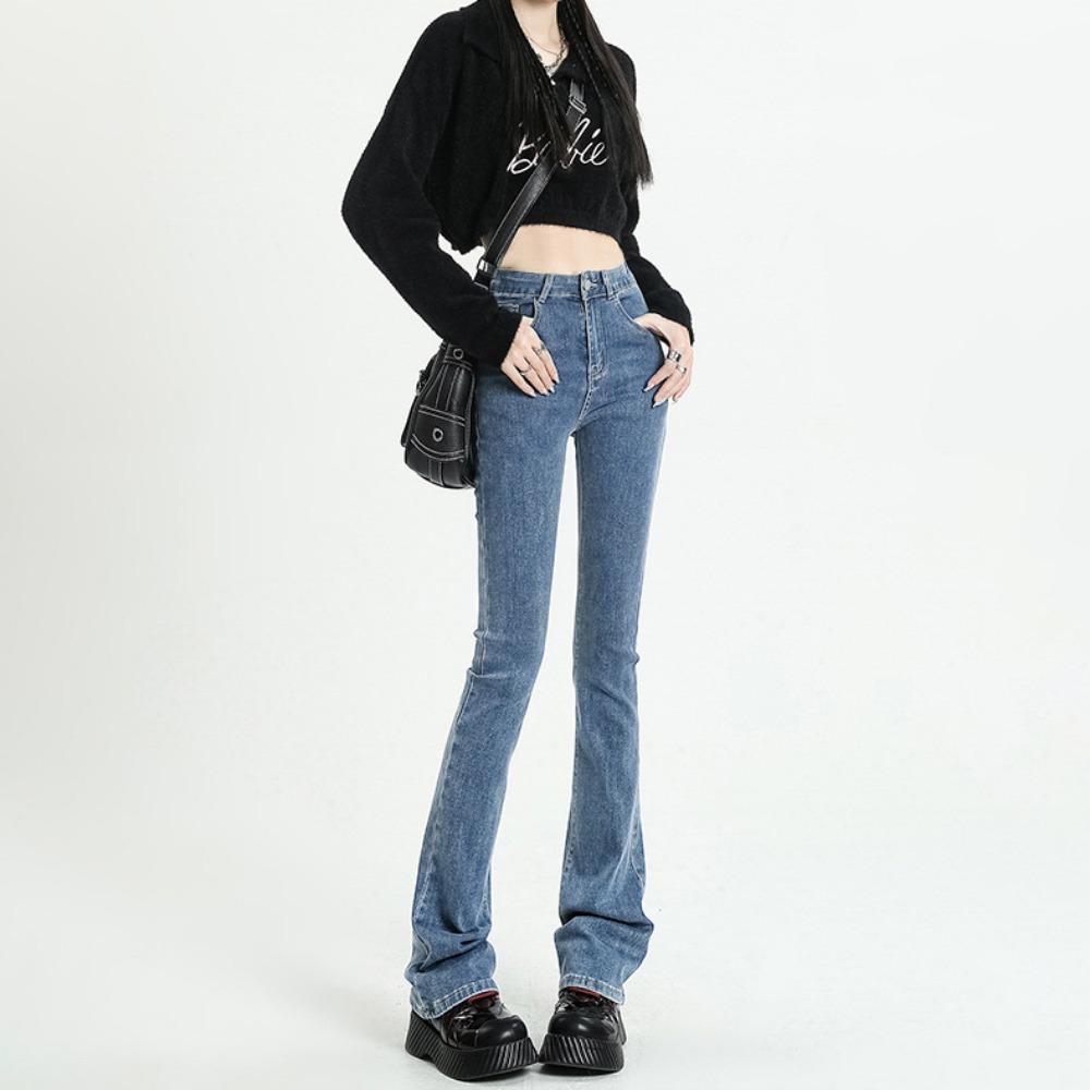 Retro Trend Micro-flared Jeans for Women's 2025 Spring and Autumn New High-waisted Elastic Slim-fitting and Thin Pants