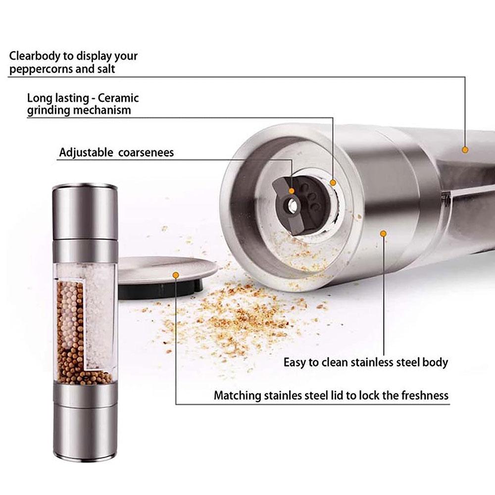 Мельница для перца 2 в 1, ручная мельница для перца из нержавеющей стали, соль, перец, приправы, кухонные принадлежности, измельчение для приготовления пищи