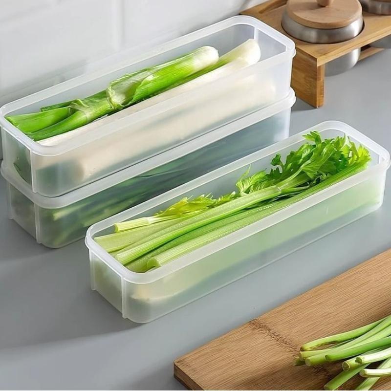 Кухонные длинные прямоугольные контейнеры для хранения продуктов, пластиковые многоразовые коробки-органайзеры для холодильника