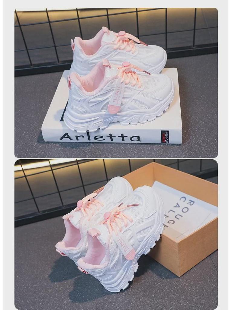 2024 Осень Новые Детские Противоскользящие Белые Туфли: Дышащие, универсальные туфли для папы с мягкой подошвой для мальчиков и девочек.