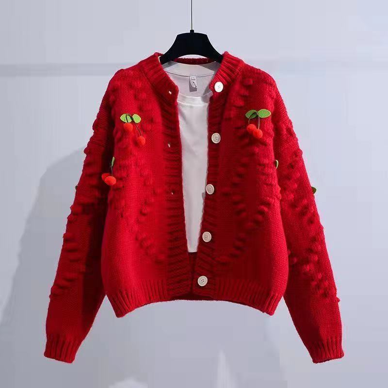 Женский вязаный кардиган Design Sense ниши вишневого цвета, высококачественный и уникальный мягкий клеевой свитер, женский весенне-осенний кардиган