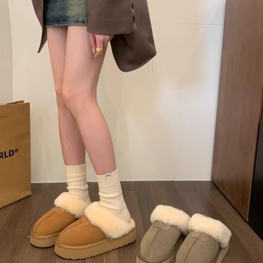 Тапочки женские носят новые зимние меховые интегрированные на толстой подошве с закрытым носком пушистые тапочки плюшевые зимние ботинки хлопковые туфли