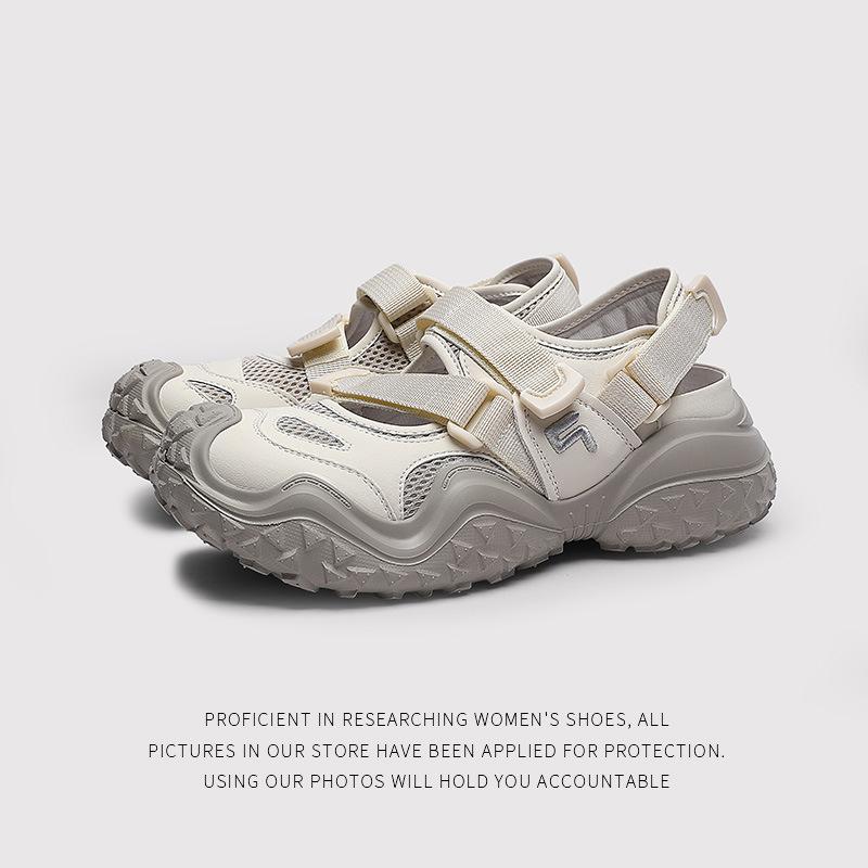 Mary Jane Shoes Ugly Cute Shoes Women'S Summer With Skirt Thick Sole Hollow Breathable Sports Dad Sandals